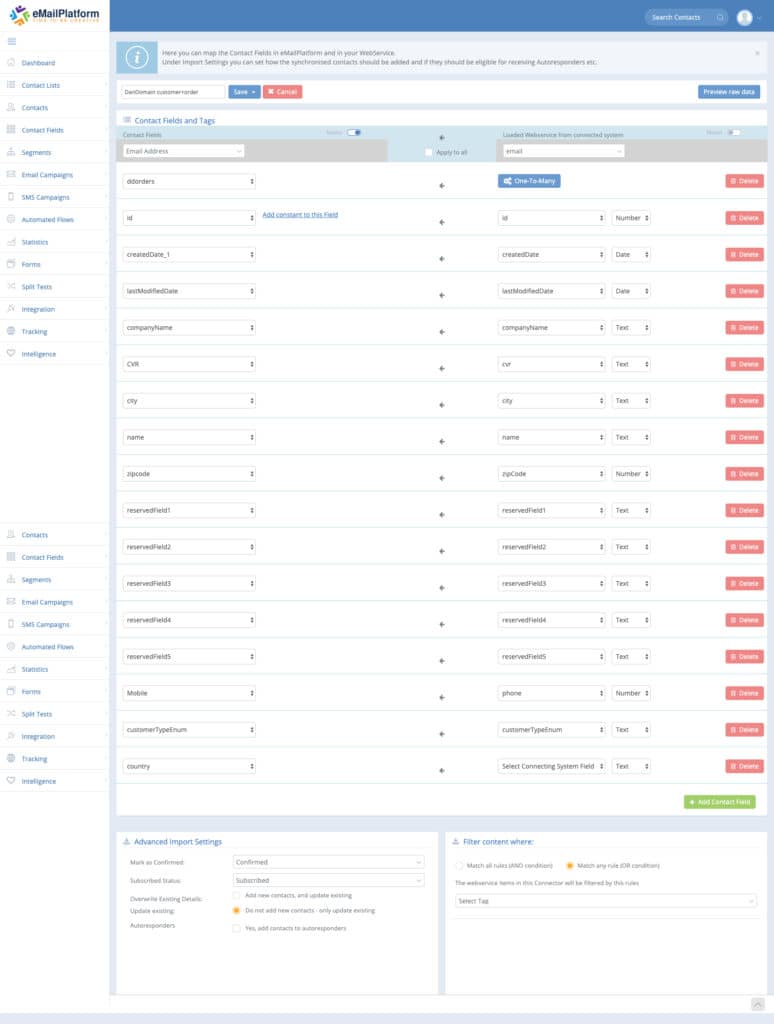A screenshot from the interface of MarketingPlatform, picturing the instructions to Integrate DanDomain with MarketingPlatform.