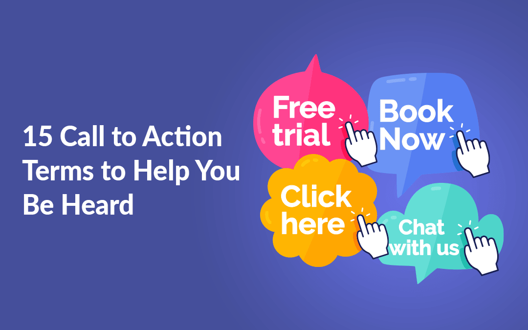 Four examples of call-to-action buttons and hand-shaped cursors clicking on them.