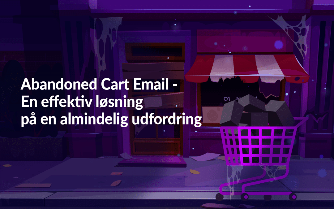 Abandoned shopping cart with products in it. The background is a spooky store.