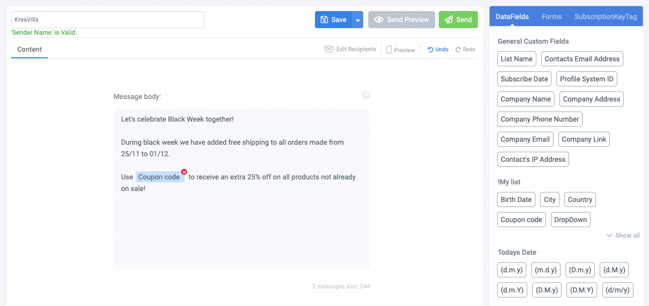 A screenshot from the interface of MarketingPlatform, picturing the instructions to Create and Send SMS Campaigns.