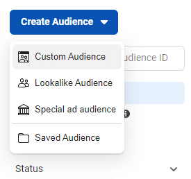 The Facebook interface of step b. describing how to create a custom audience with newsletter recipients.