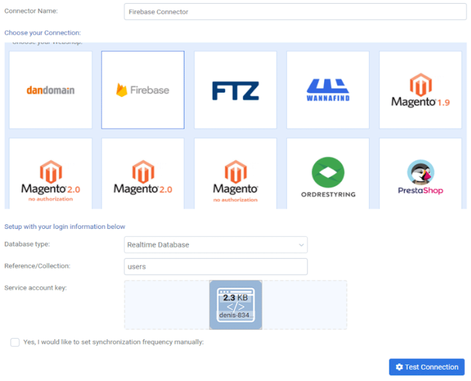 A screenshot from the interface of MarketingPlatform, picturing the instructions to integrate Firebase with MarketingPlatform.