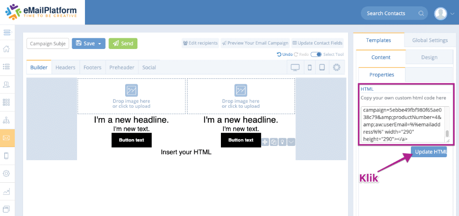 A screenshot from the interface of MarketingPlatform, picturing the instructions to integrate Hello Retail with MarketingPlatform.