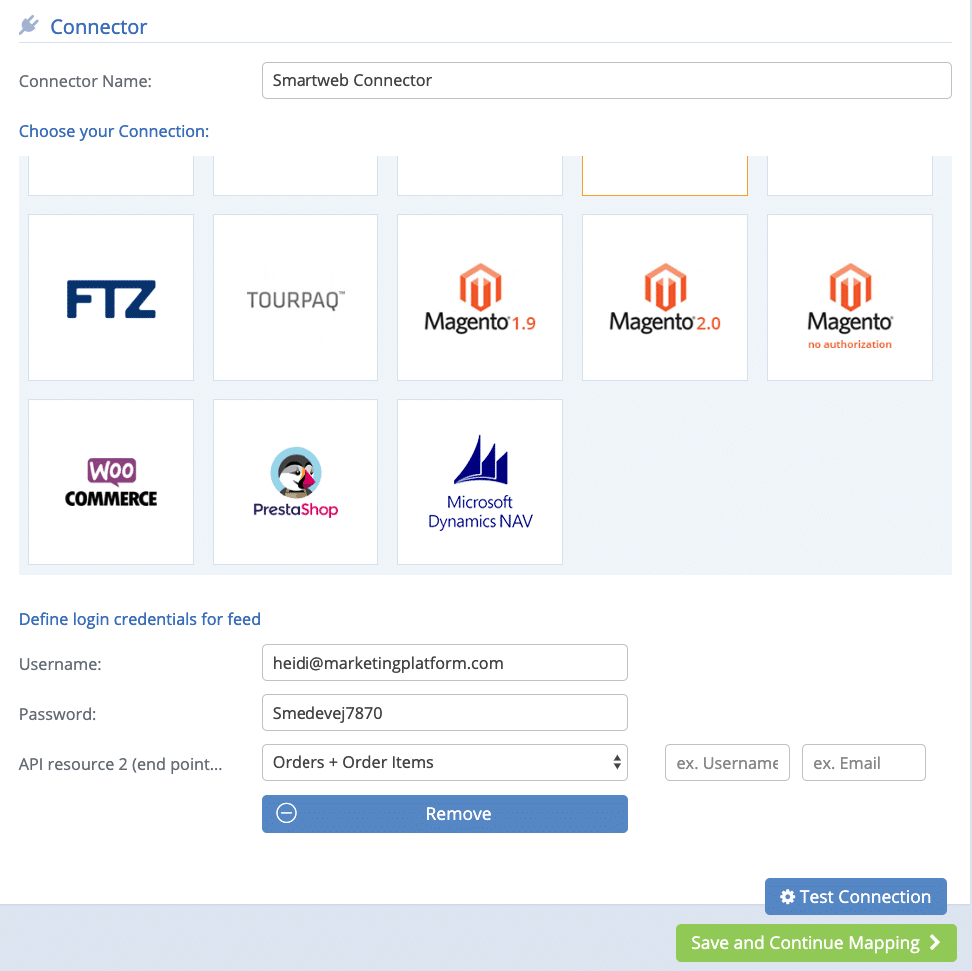 A screenshot from the interface of MarketingPlatform, picturing the instructions to set up a SmartWeb Integration.