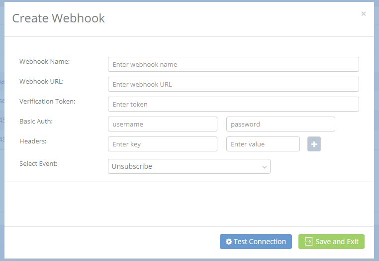 A screenshot from the interface of MarketingPlatform, picturing the instructions to set up a webhook.