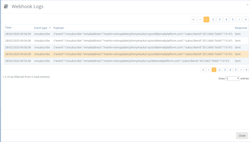 A screenshot from the interface of MarketingPlatform, picturing the instructions to set up a webhook.