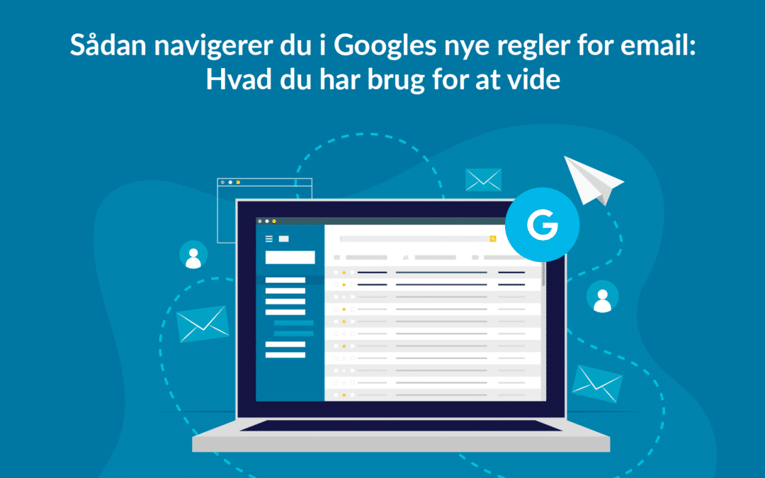 Navigating Google's new email regulations, presented through an email inbox on a laptop.