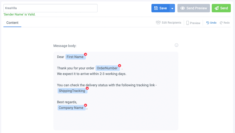 A screenshot from the interface of MarketingPlatform, picturing the instructions to Create and Send SMS Campaigns.