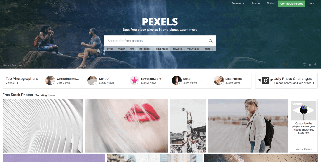 Pexels tilbyder gratis billeder