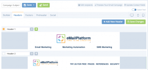 A screenshot from the interface of MarketingPlatform, picturing the instructions to Make Your Own Header and Footer.