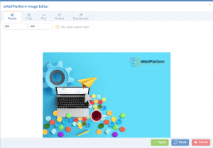 A screenshot from the interface of MarketingPlatform, picturing the instructions for using and editing Images.