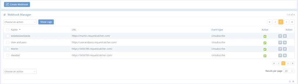 A screenshot from the interface of MarketingPlatform, picturing the instructions to set up a webhook.